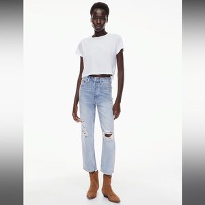 Aritzia High Rise Straight Cropped Jeans
